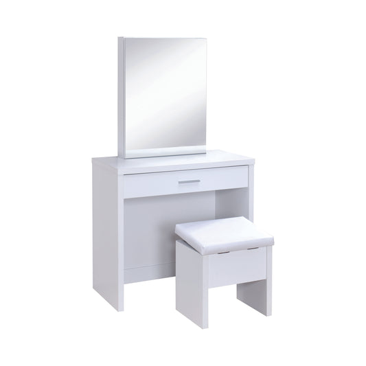 Harvey Vanity Set with Lift-Top Stool White