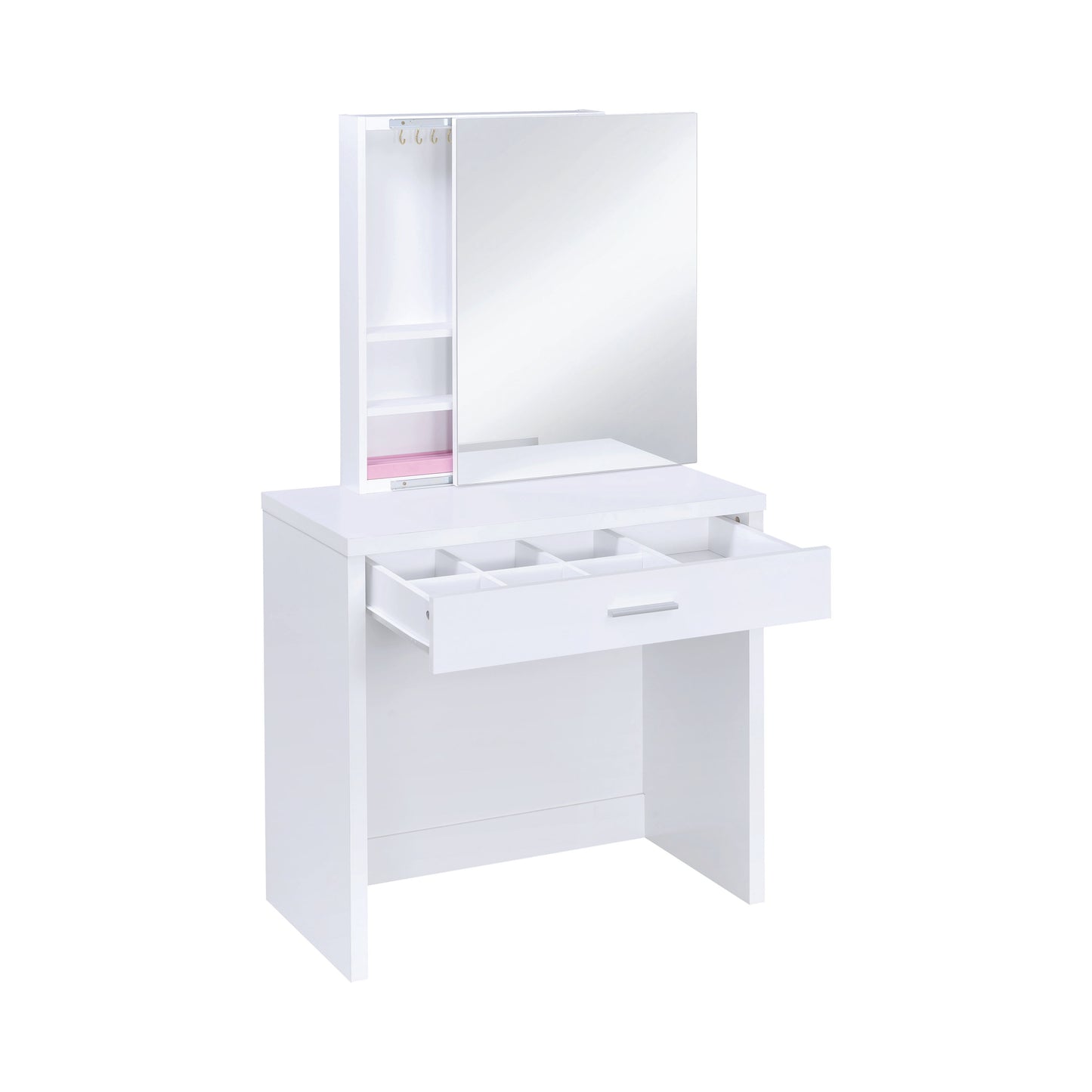 Harvey Vanity Set with Lift-Top Stool White