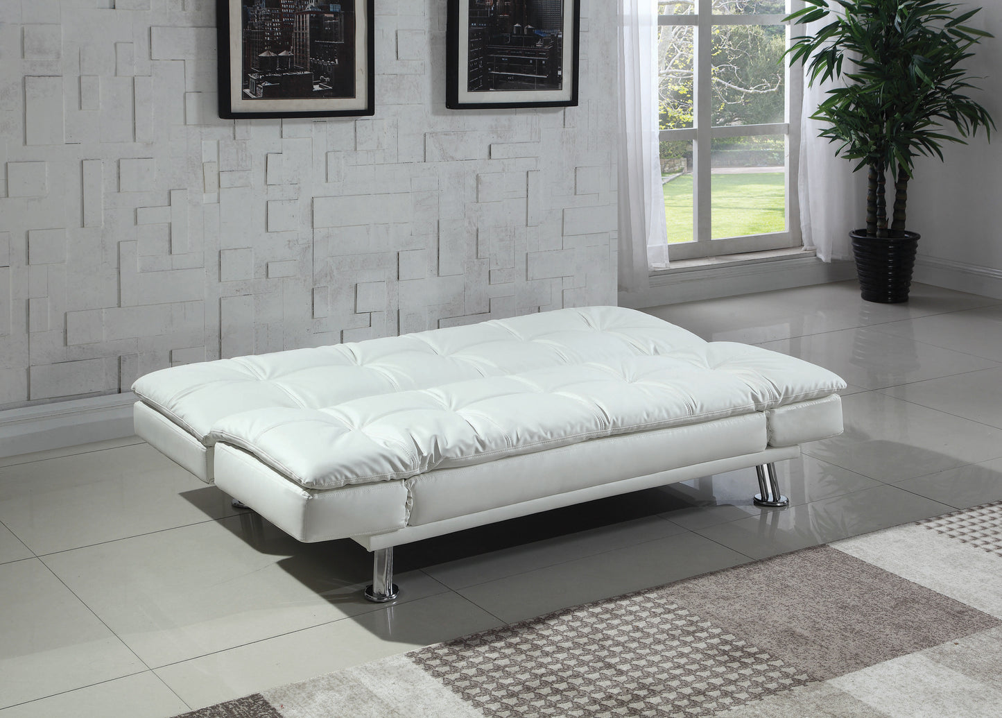 Dilleston Upholstered Tufted Convertible Sofa Bed White