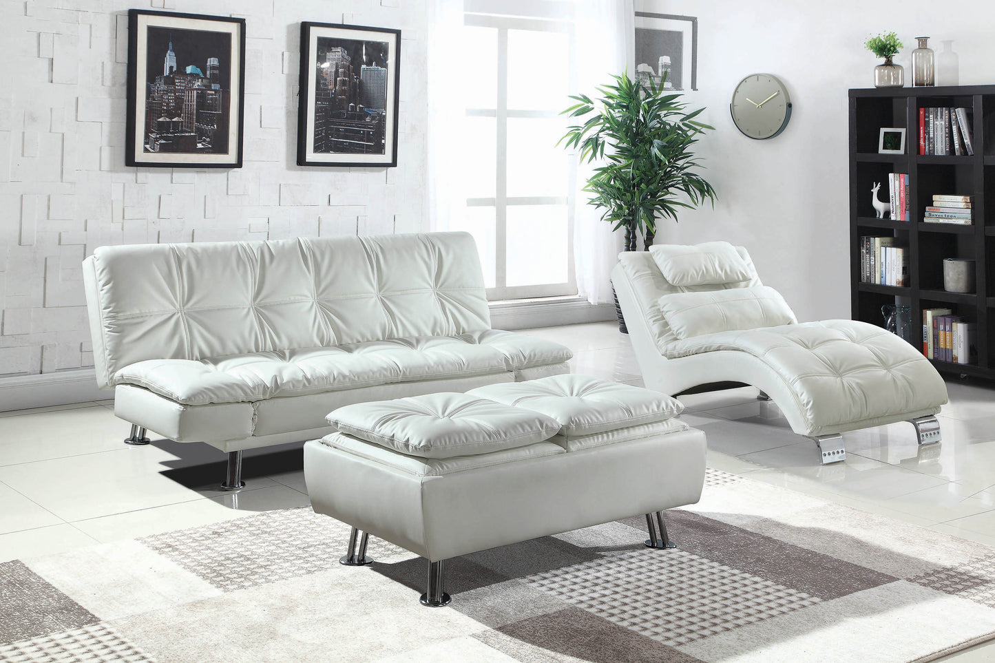 Dilleston Upholstered Tufted Convertible Sofa Bed White