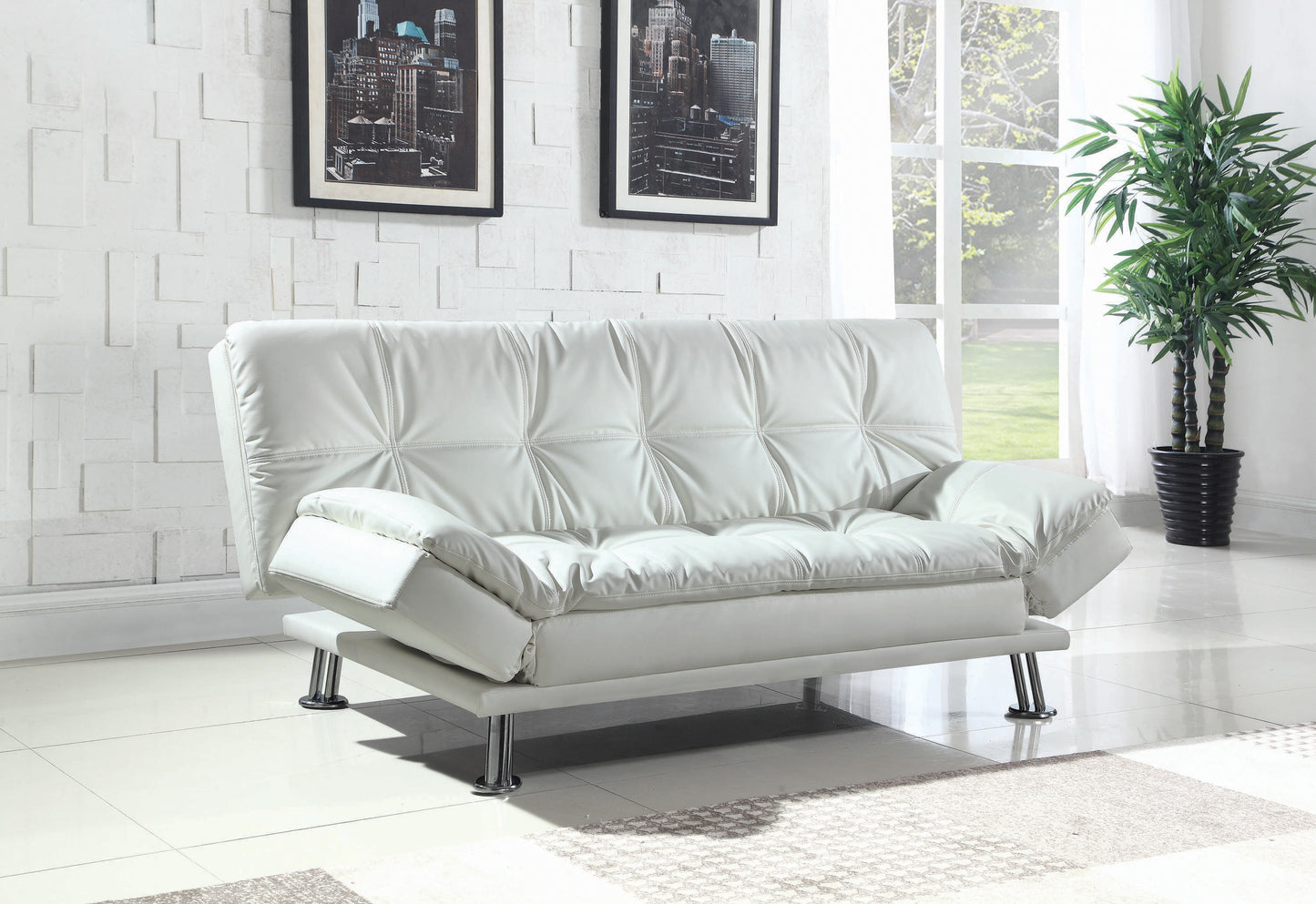 Dilleston Upholstered Tufted Convertible Sofa Bed White