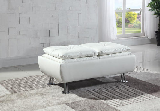 Dilleston Contemporary White Ottoman - ATL FURNITURE