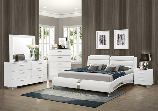 Felicity Contemporary White Eastern King Four-Piece Set - ATL FURNITURE