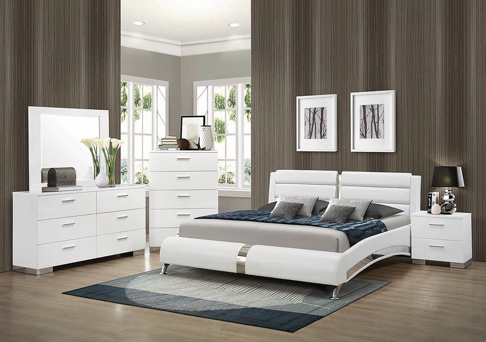 Felicity Contemporary White Upholstered Eastern King Bed - ATL FURNITURE