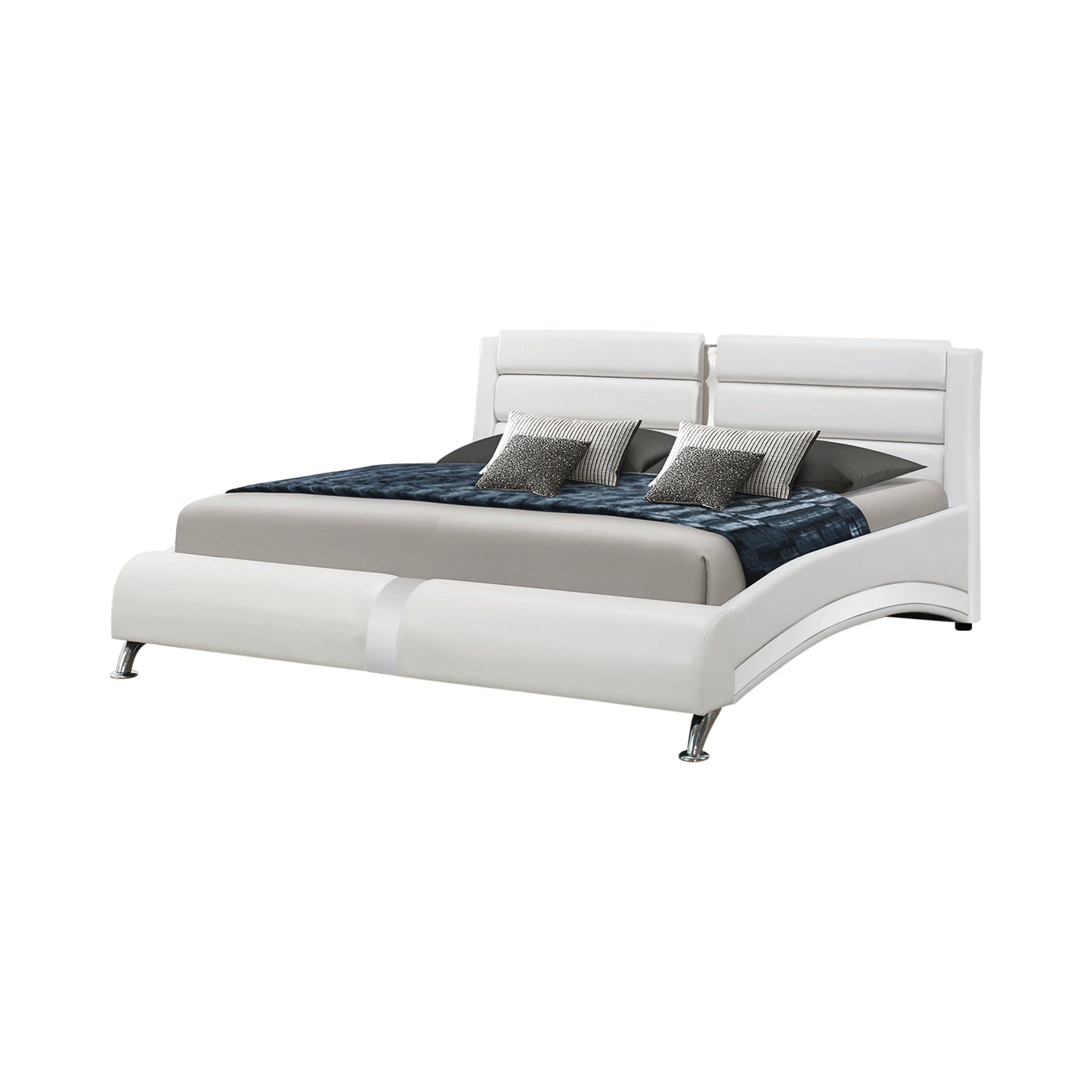 Jeremaine Upholstered Eastern King Sleigh Bed White