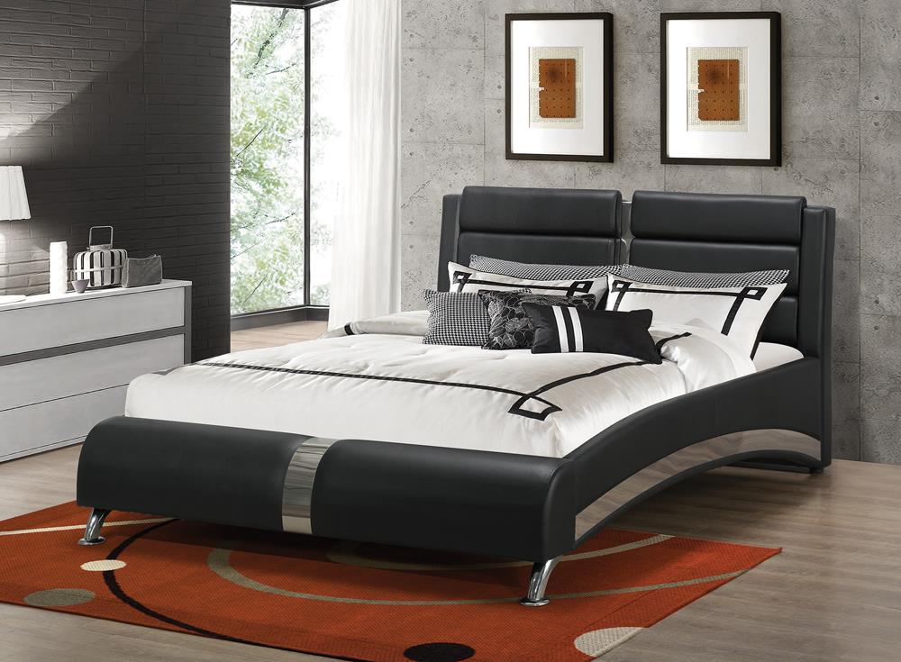 Havering Contemporary Black and White Upholstered Eastern King Bed - ATL FURNITURE