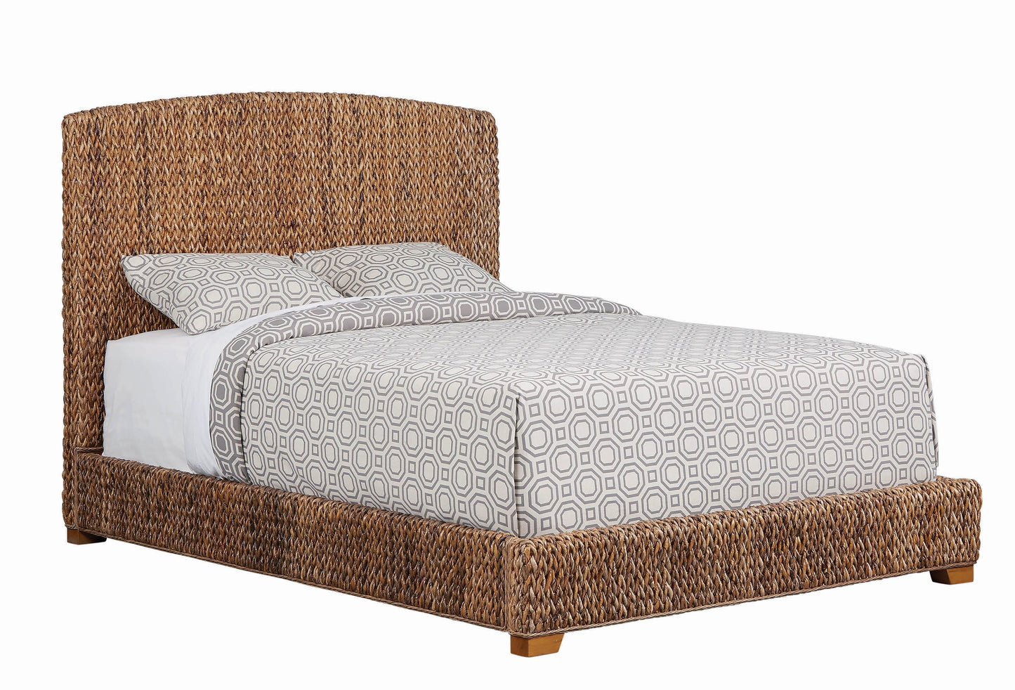Laughton Banana Leaf Eastern King Panel Bed Amber