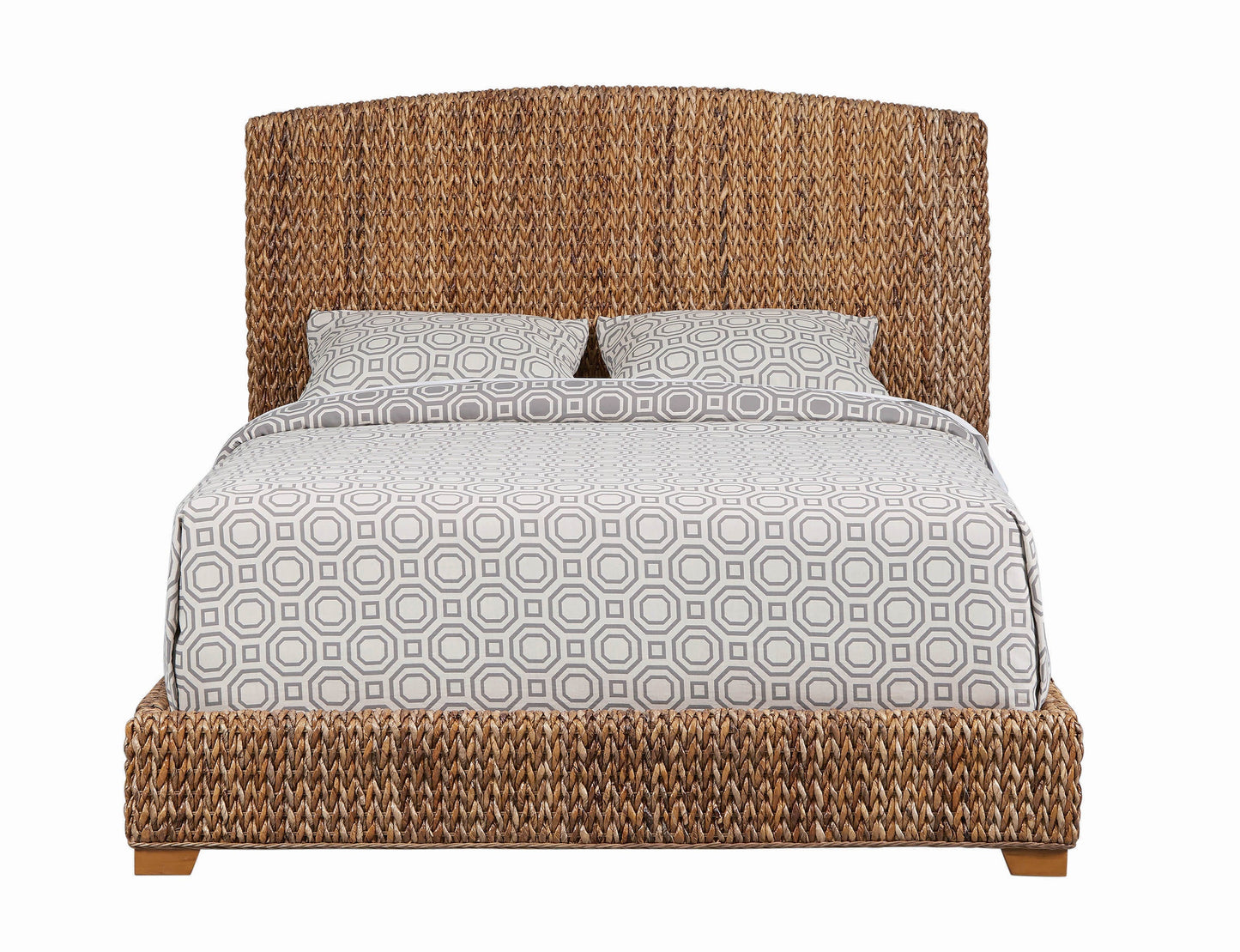 Laughton Banana Leaf Eastern King Panel Bed Amber