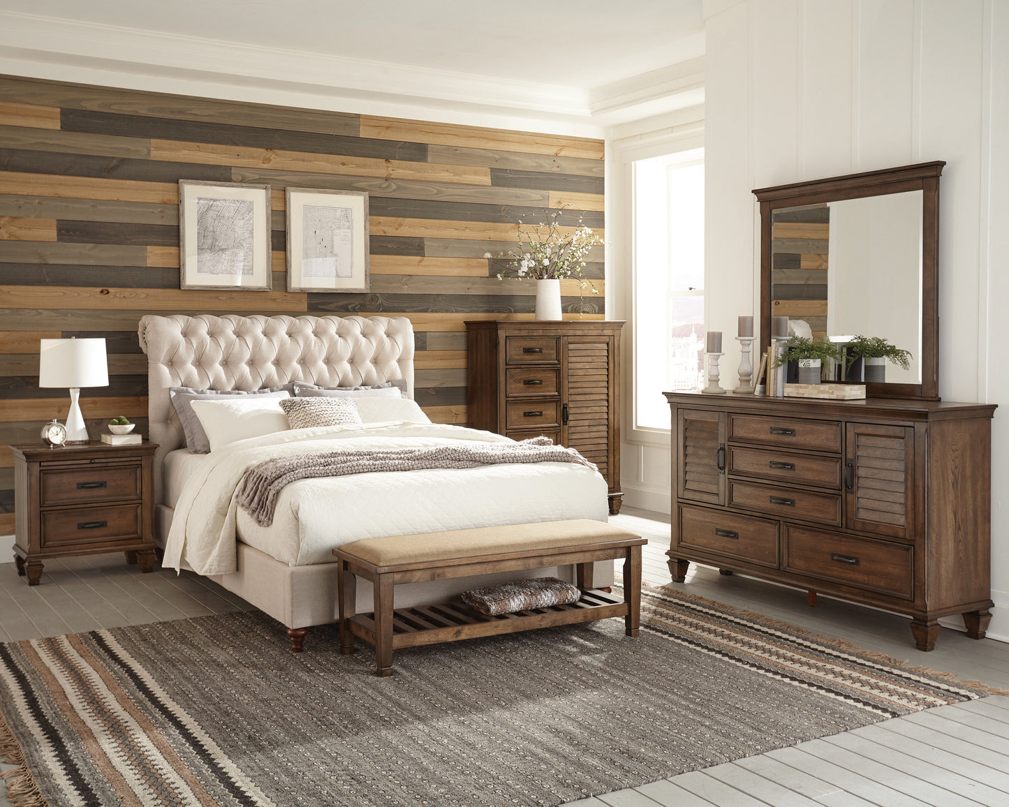 Devon 57-inch Upholstered Full Panel Bed Beige