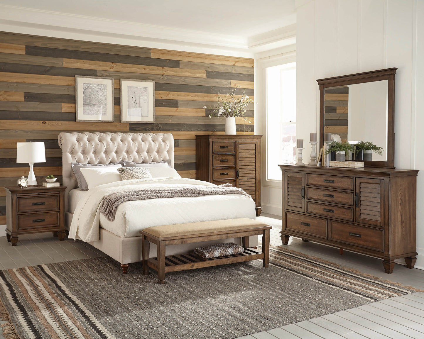 Devon 57-inch Upholstered Full Panel Bed Beige