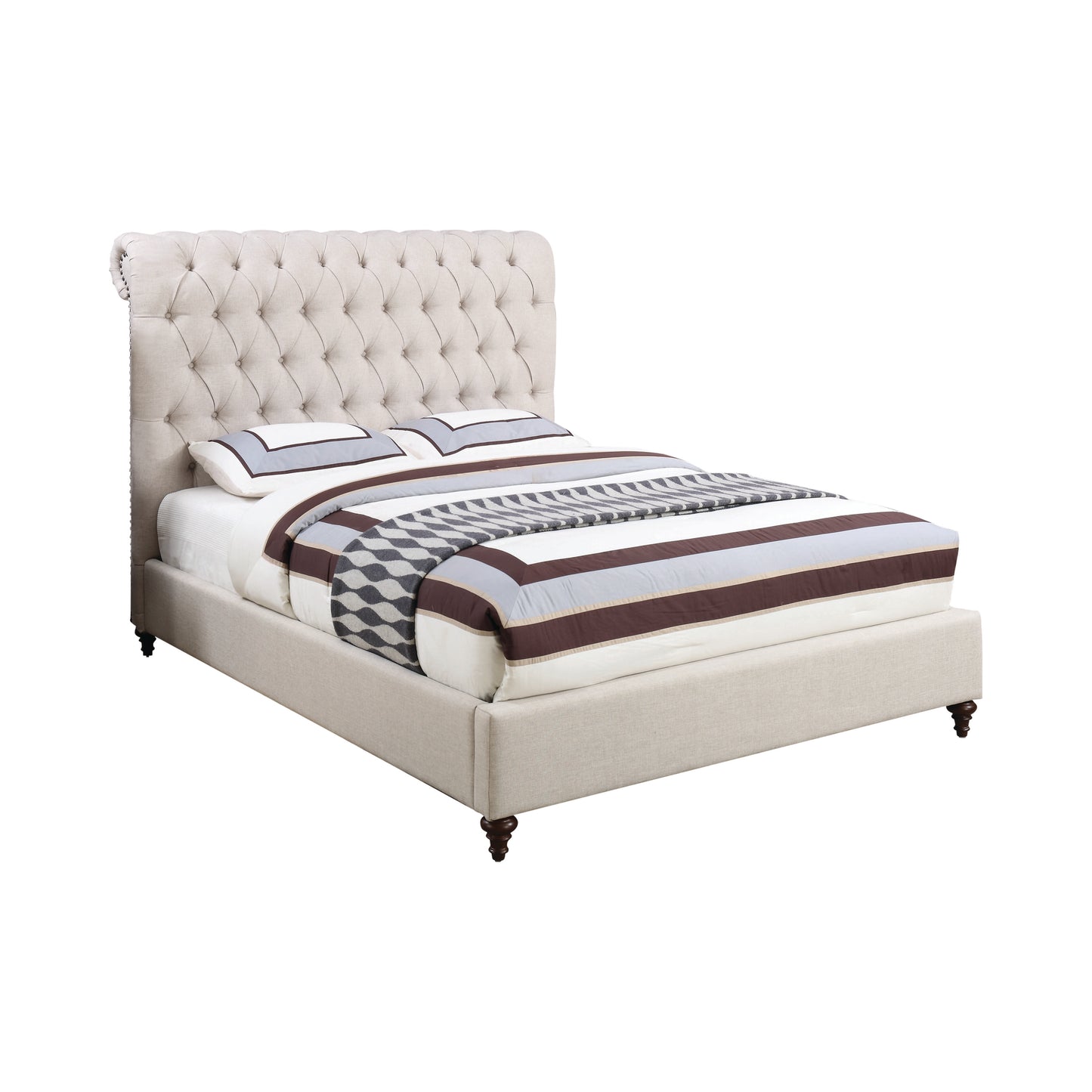 Devon Tufted Upholstered Queen Bed Beige