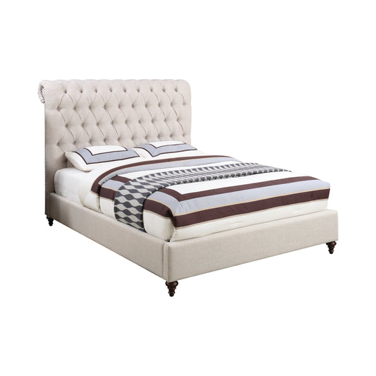 Devon Tufted Upholstered Queen Bed Beige