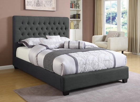 Chloe Transitional Charcoal Upholstered Full Bed - ATL FURNITURE