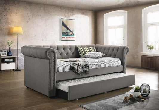 Kepner Grey Chesterfield Daybed - ATL FURNITURE