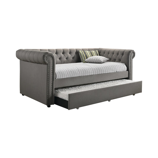 Kepner Upholstered Twin Daybed with Trundle Grey