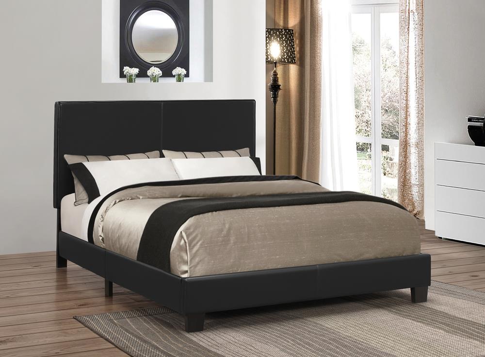 Mauve Upholstered Platform Black Queen Bed - ATL FURNITURE