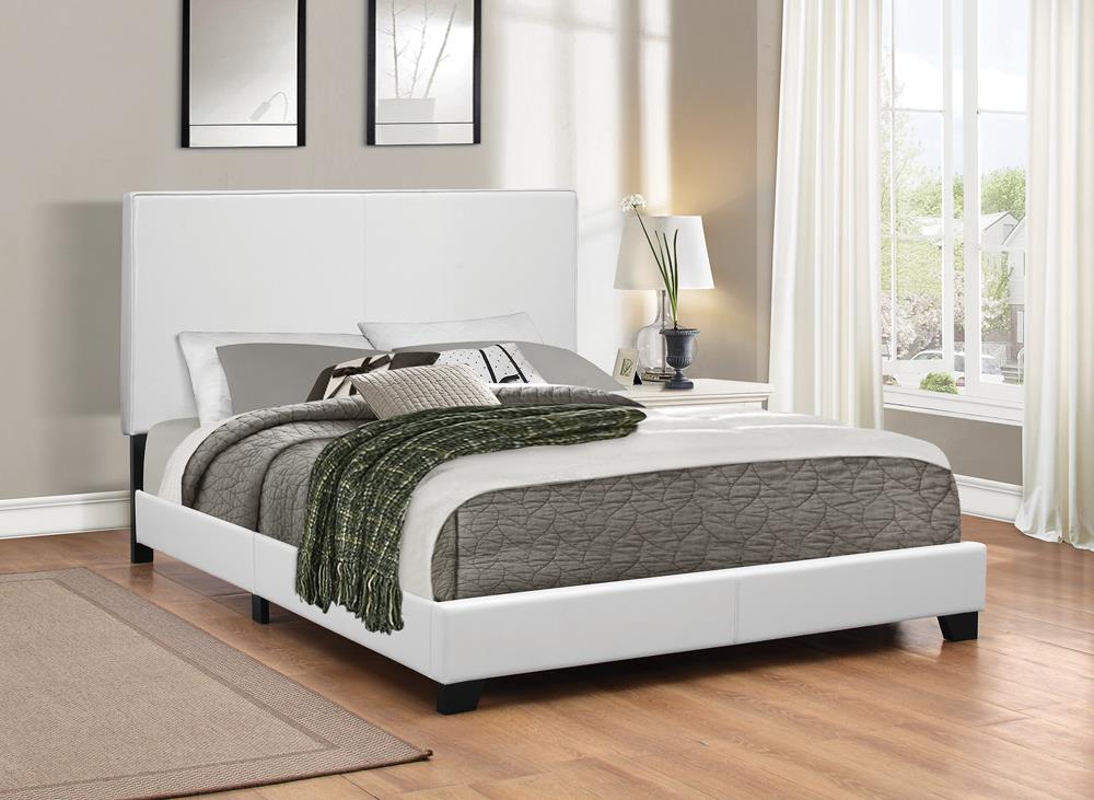 Mauve Upholstered Platform White Queen Bed - ATL FURNITURE