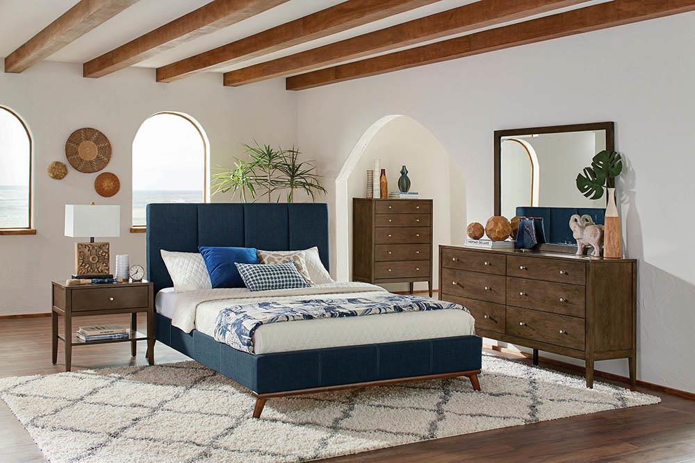 Charity Blue Upholstered Full Bed - ATL FURNITURE