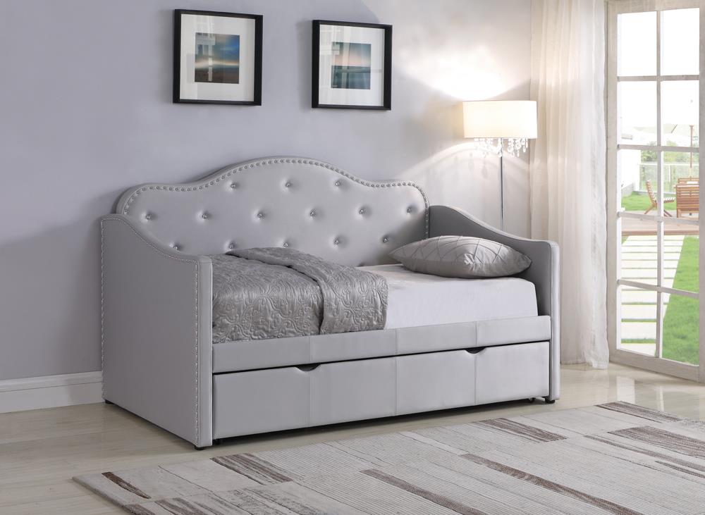 Pearlescent Grey Upholstered Daybed - ATL FURNITURE