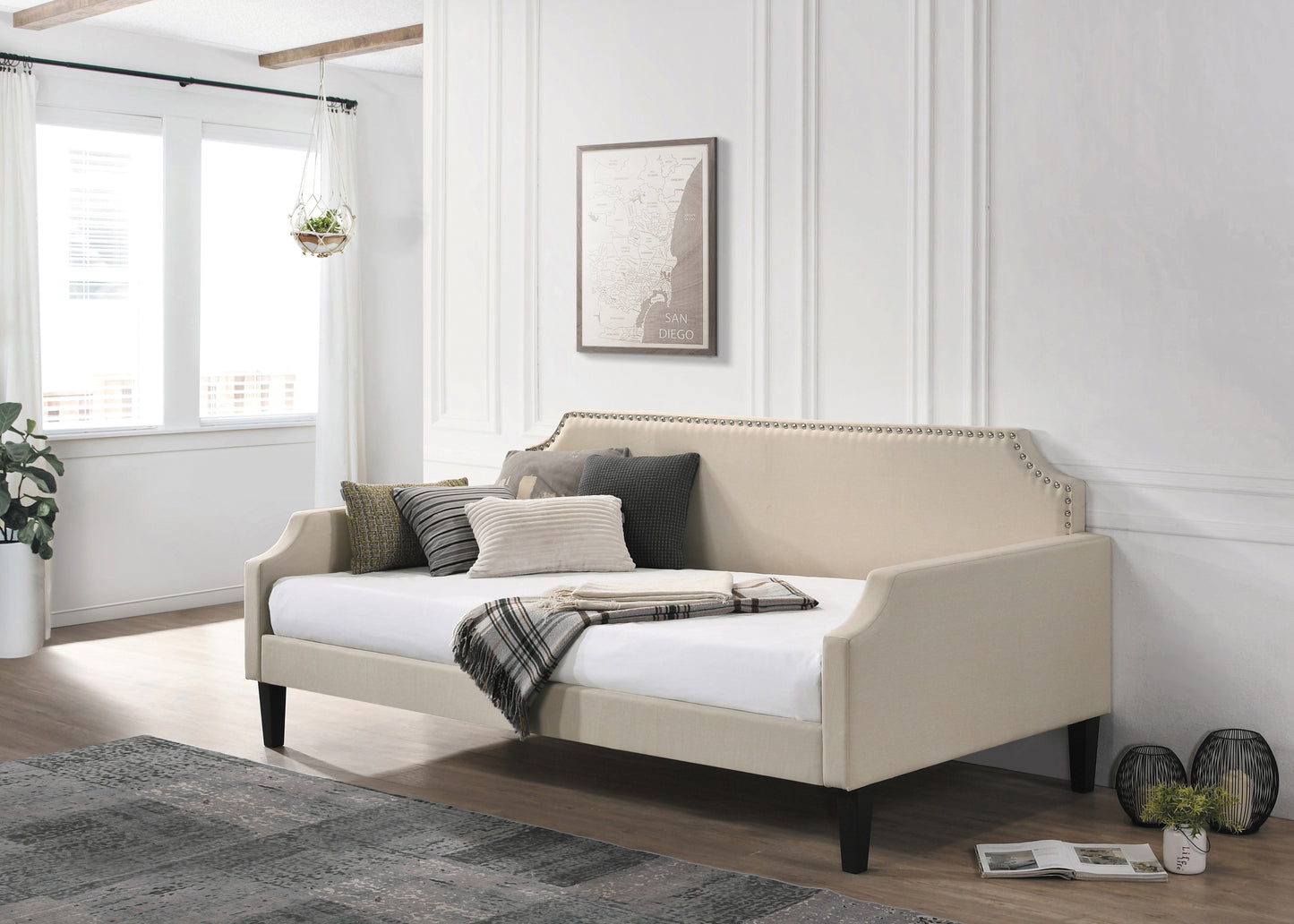 Livia Upholstered Twin Daybed Taupe