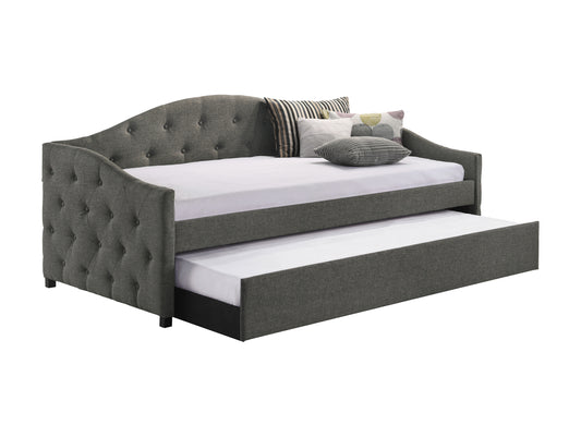 Sadie Upholstered Twin Daybed with Trundle Grey