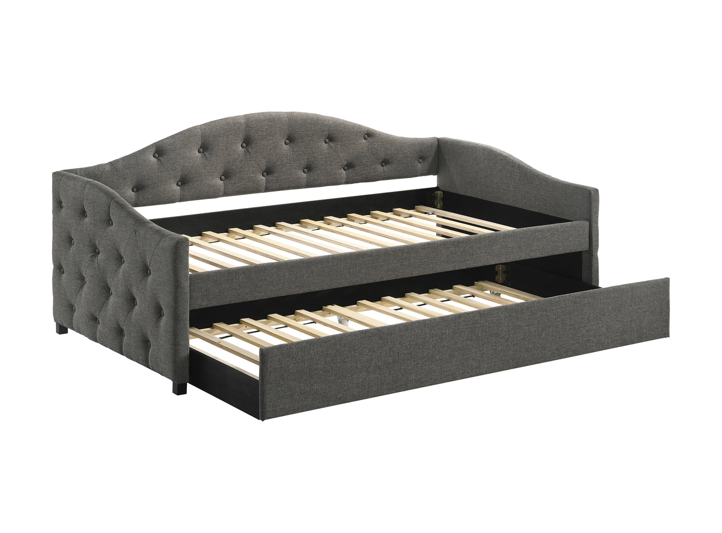 Sadie Upholstered Twin Daybed with Trundle Grey