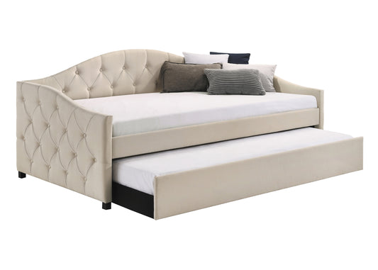 Sadie Upholstered Twin Daybed with Trundle Taupe