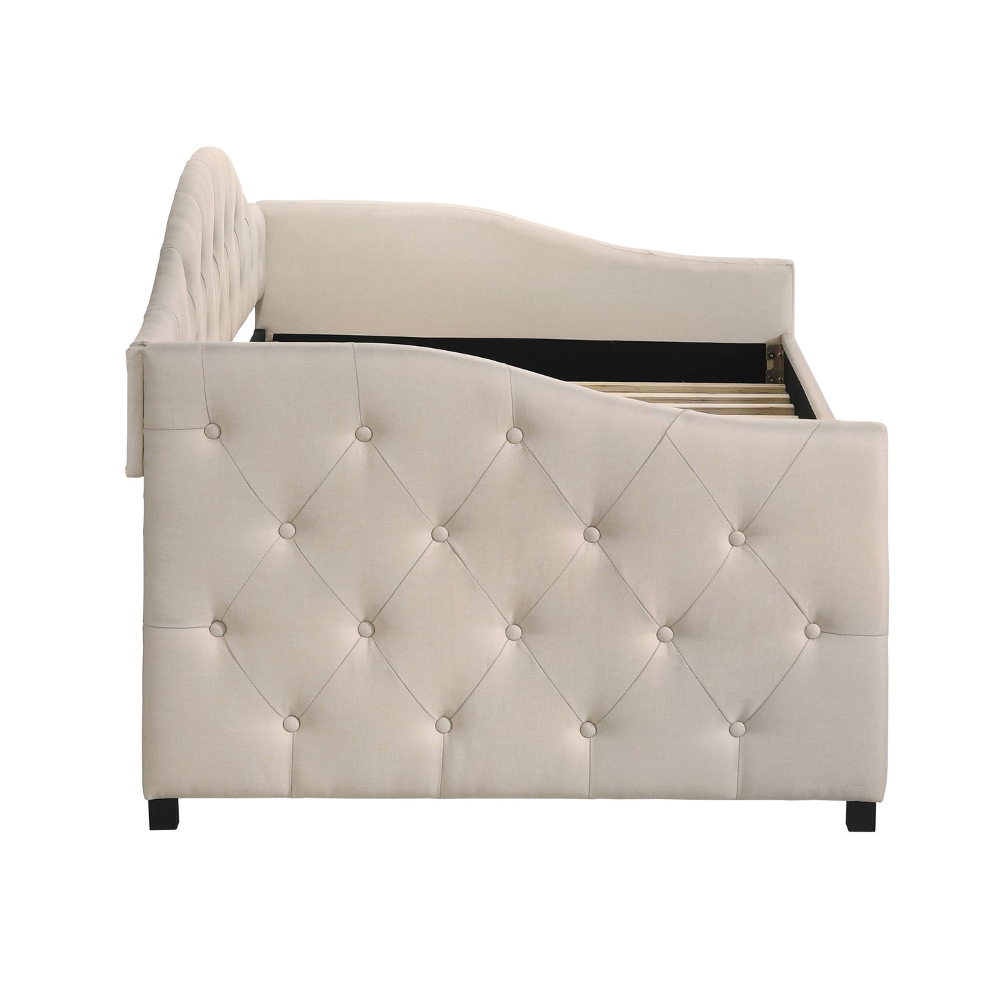 Sadie Upholstered Twin Daybed with Trundle Taupe