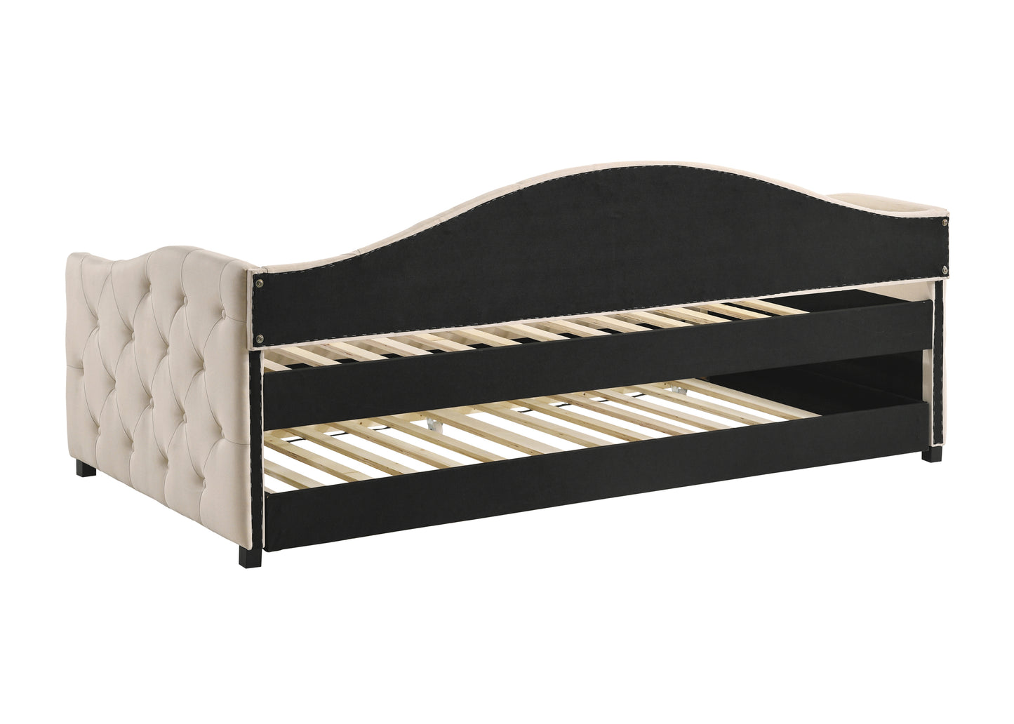 Sadie Upholstered Twin Daybed with Trundle Taupe