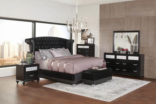 Barzini Black Upholstered King Bed - ATL FURNITURE