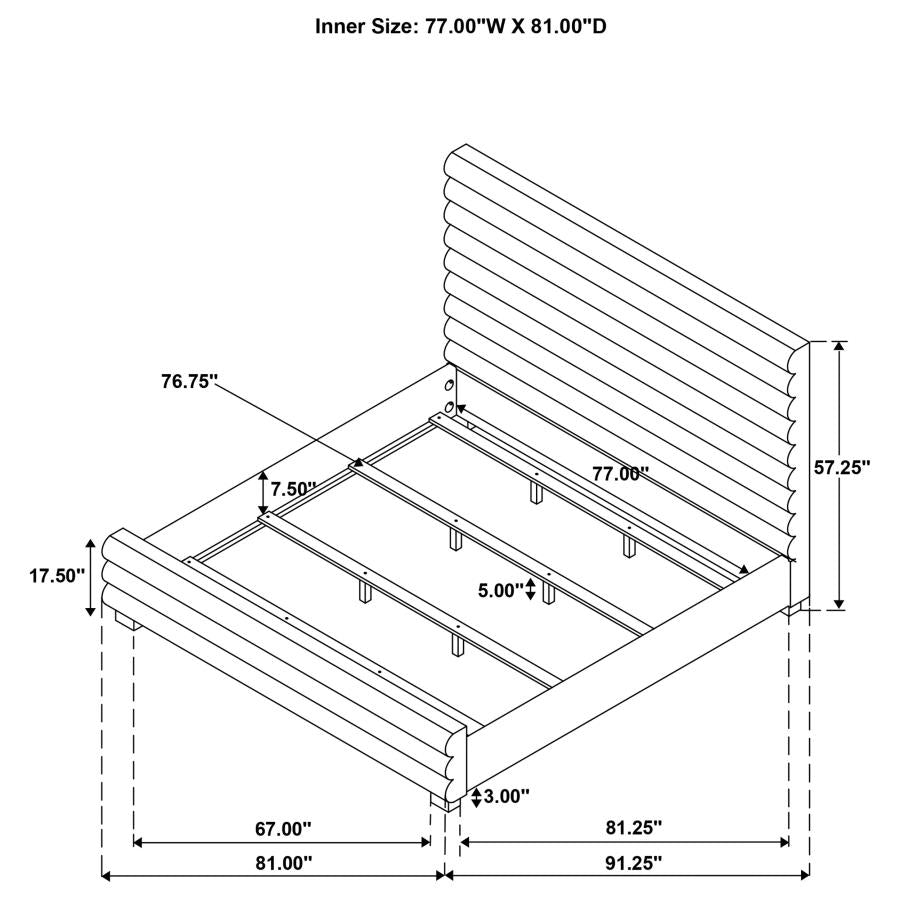 Patricia 58-Inch Boucle Upholstered Eastern King Bed Grey