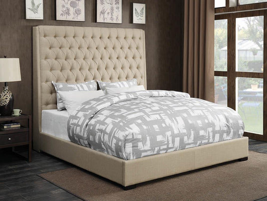 Camille Cream Upholstered King Bed - ATL FURNITURE