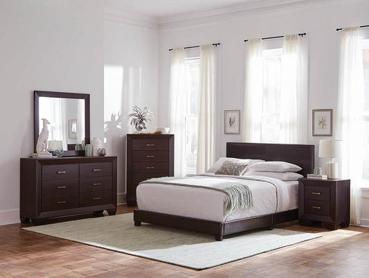 Dorian Brown Faux Leather Upholstered Full Bed - ATL FURNITURE