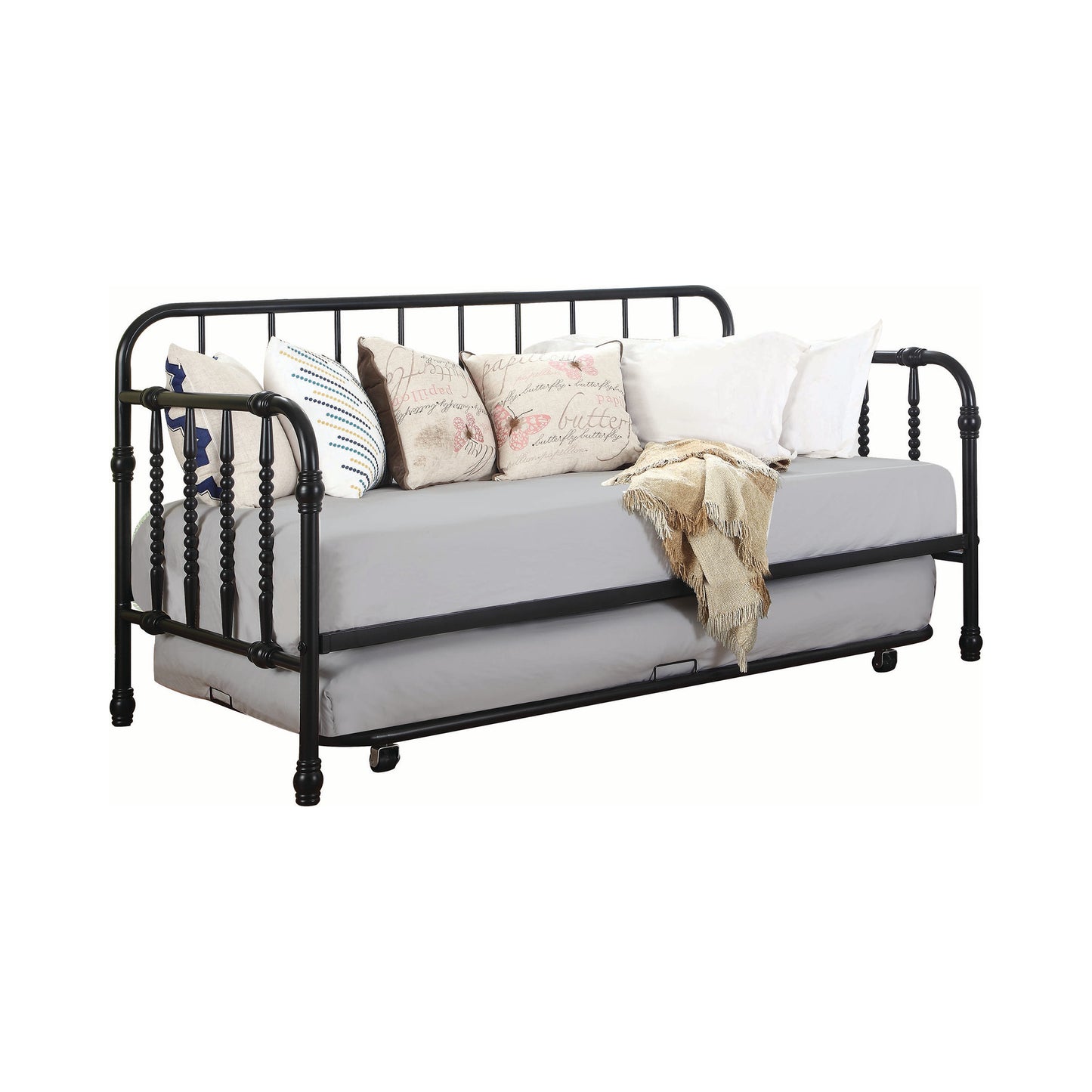 Marina Metal Twin Daybed with Trundle Black