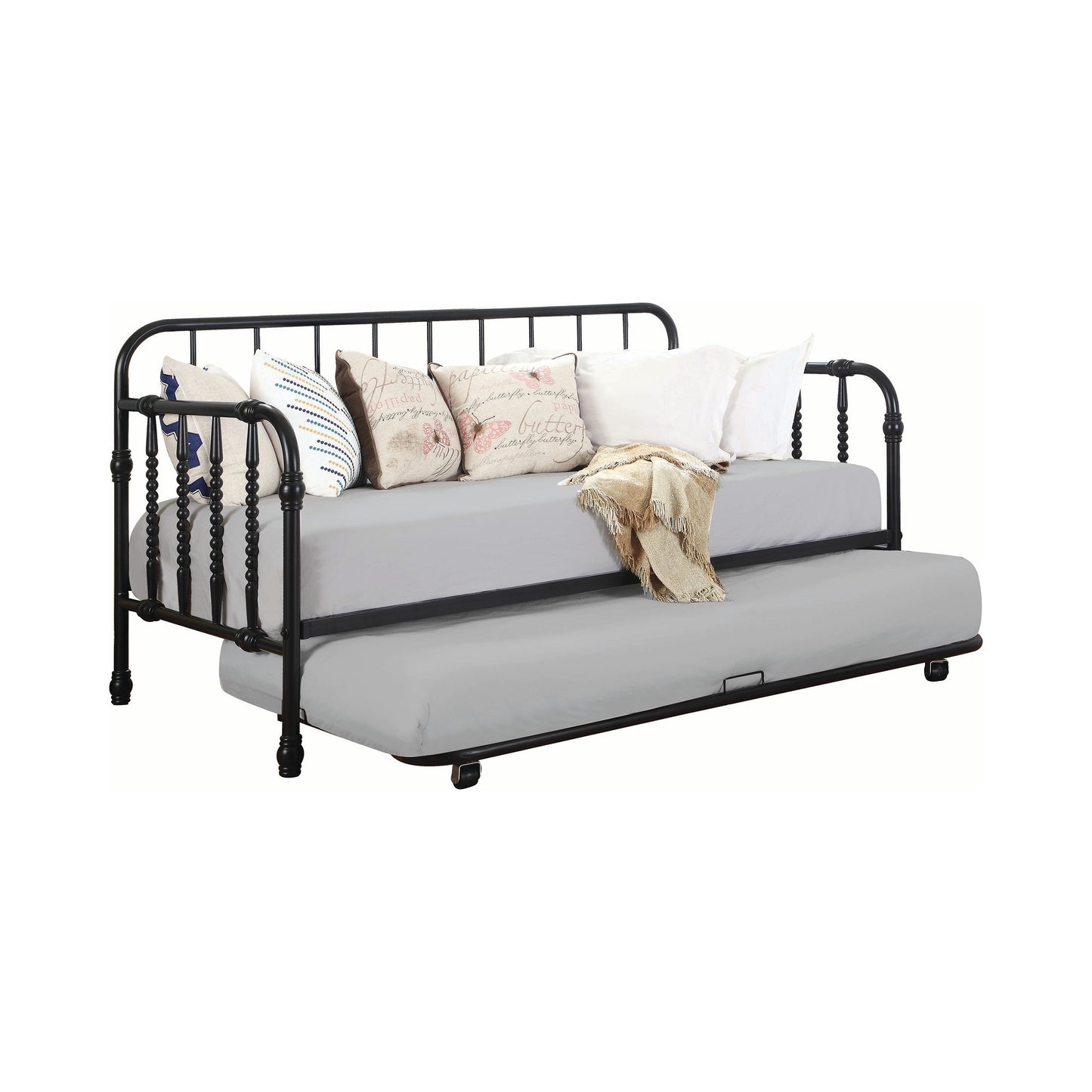 Marina Metal Twin Daybed with Trundle Black