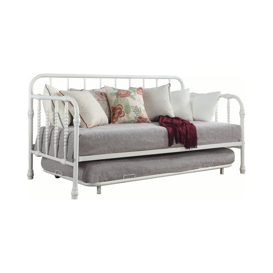 Marina Metal Twin Daybed with Trundle White