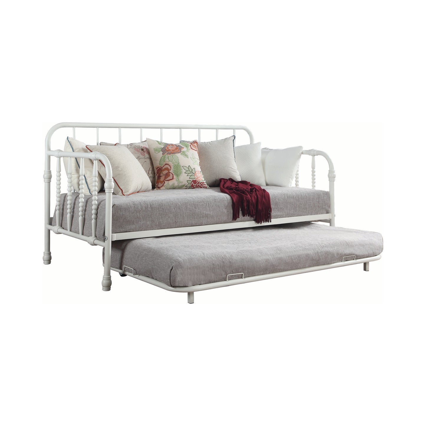 Marina Metal Twin Daybed with Trundle White