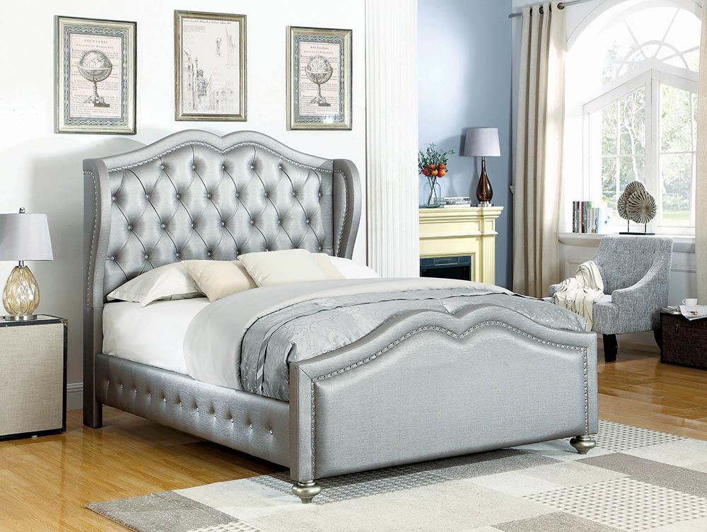 Belmont Grey Upholstered Full Bed - ATL FURNITURE