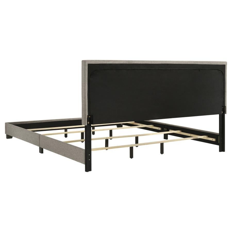 Dorian Fabric Upholstered Eastern King Panel Bed Taupe