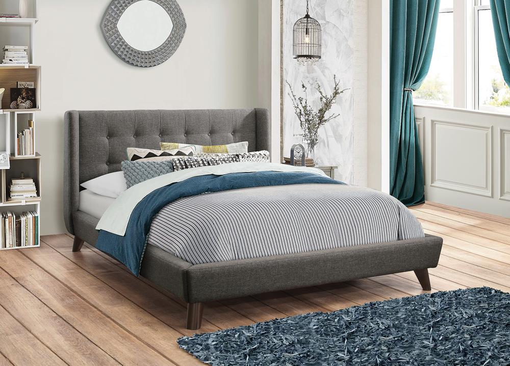 Carrington Grey Upholstered Full Bed - ATL FURNITURE