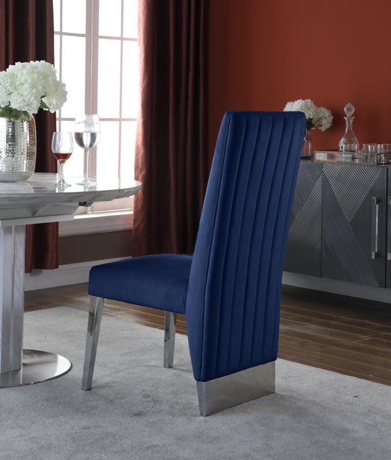 Meridian Furniture - Porsha Velvet Dining Chair Set Of 2 In Navy - 756Navy-C - ATL FURNITURE