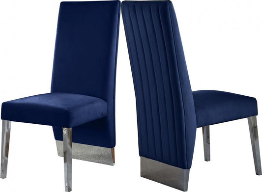 Meridian Furniture - Porsha Velvet Dining Chair Set Of 2 In Navy - 756Navy-C - ATL FURNITURE