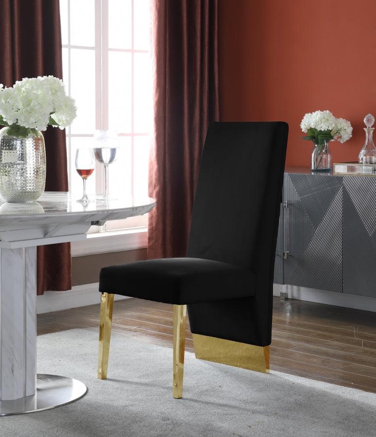 Meridian Furniture - Porsha Velvet Dining Chair Set Of 2 In Black - 755Black-C - ATL FURNITURE