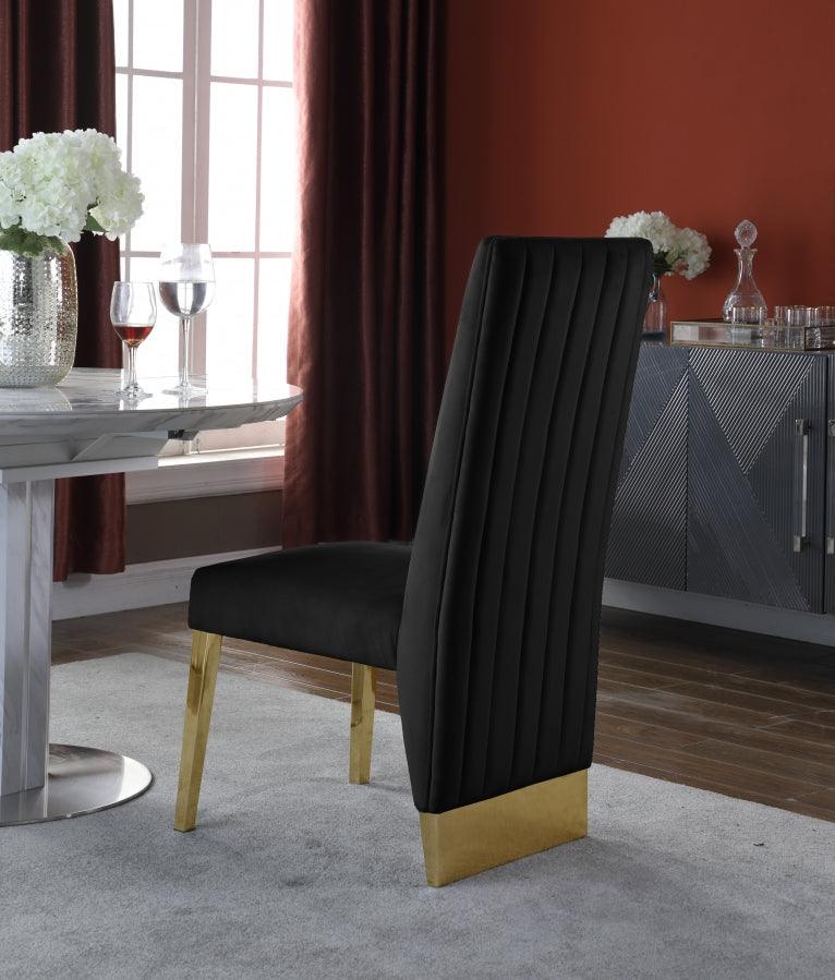 Meridian Furniture - Porsha Velvet Dining Chair Set Of 2 In Black - 755Black-C - ATL FURNITURE