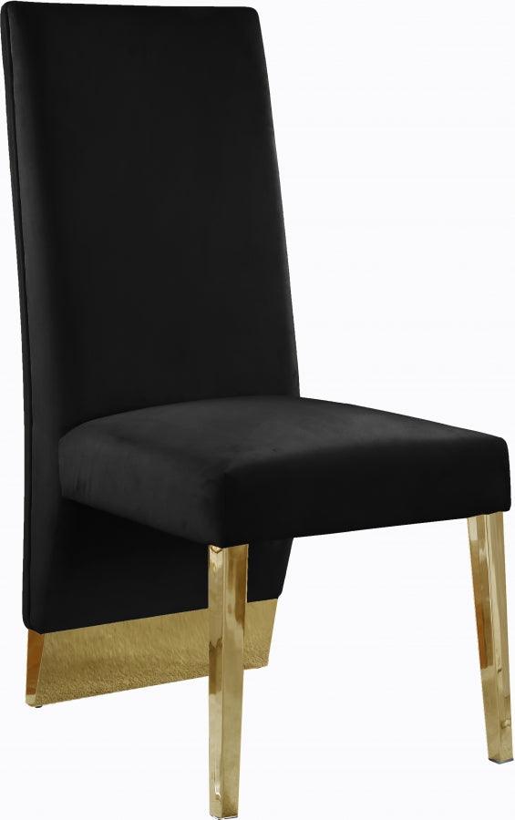 Meridian Furniture - Porsha Velvet Dining Chair Set Of 2 In Black - 755Black-C - ATL FURNITURE