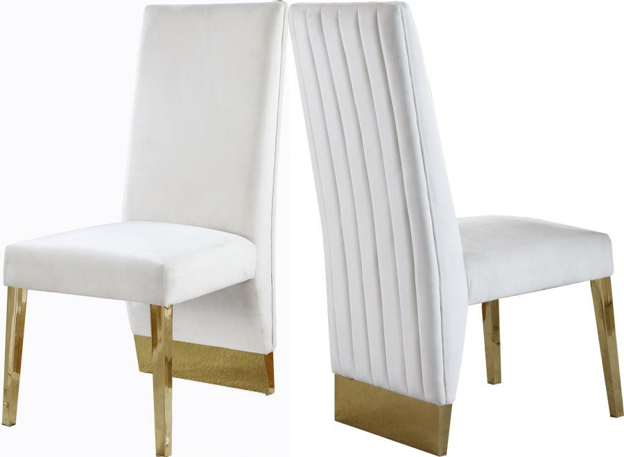 Meridian Furniture - Porsha Velvet Dining Chair Set Of 2 In Cream - 755Cream-C - ATL FURNITURE