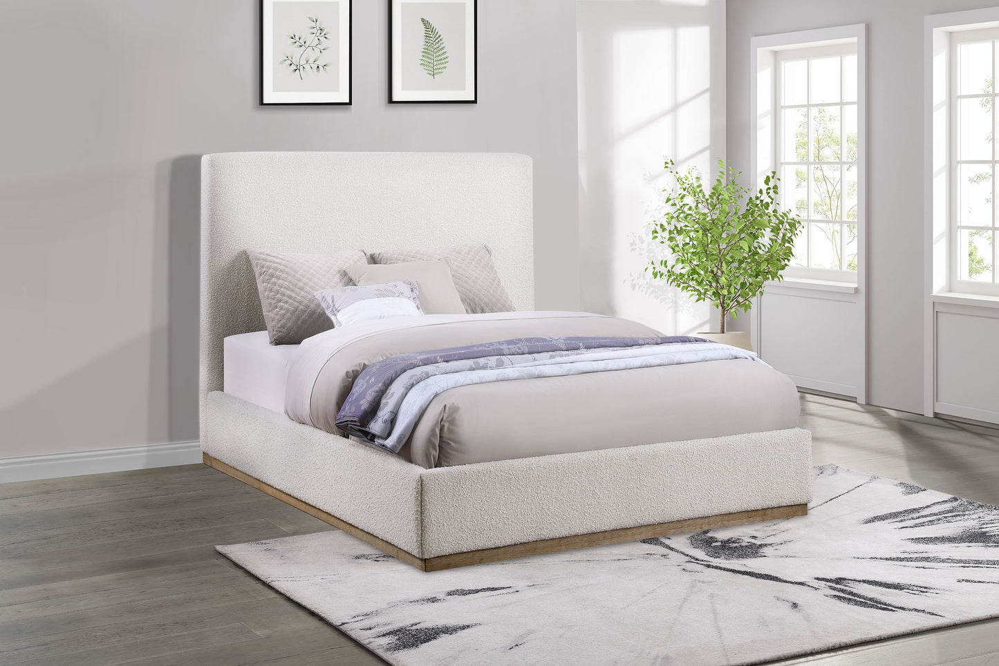 Knox Upholstered Eastern King Platform Bed Cream