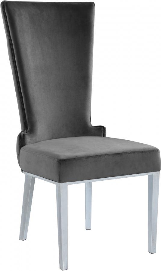 Meridian Furniture - Serafina Velet Dining Chair In Grey (Set Of 2) - 729Grey-C - ATL FURNITURE