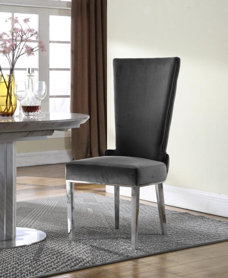 Meridian Furniture - Serafina Velet Dining Chair In Grey (Set Of 2) - 729Grey-C - ATL FURNITURE