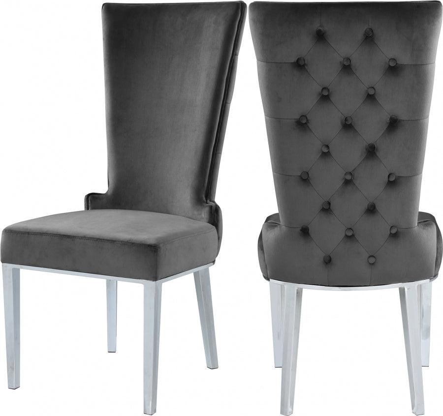 Meridian Furniture - Serafina Velet Dining Chair In Grey (Set Of 2) - 729Grey-C - ATL FURNITURE